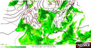 SLP, 700-hPa RH, and 1000--500-hPa thickness